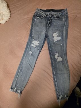 Judy Blue Faded Blue Distressed Skinny Jeans
